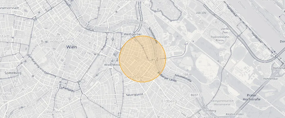 Approximate location of Stylish office/practice in prime location with potential: 4 balconies, central heating & parking space in Vienna on the map