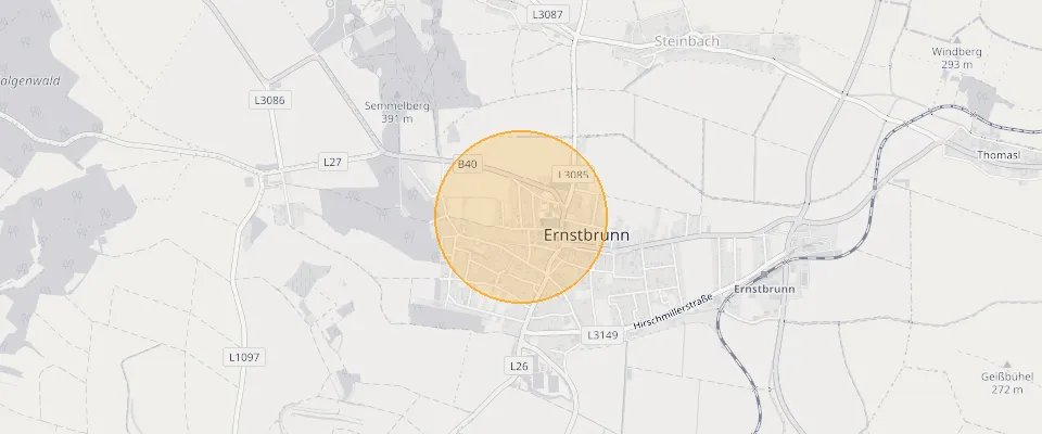 Approximate location of Spacious building plot 987m² in Ernstbrunn on the map