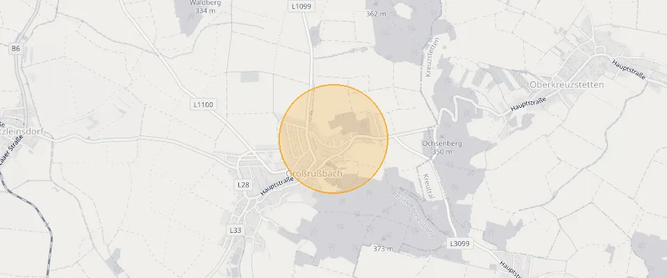 Approximate location of Großrußbach: 911m² building plot for a family home, your dream site on the map