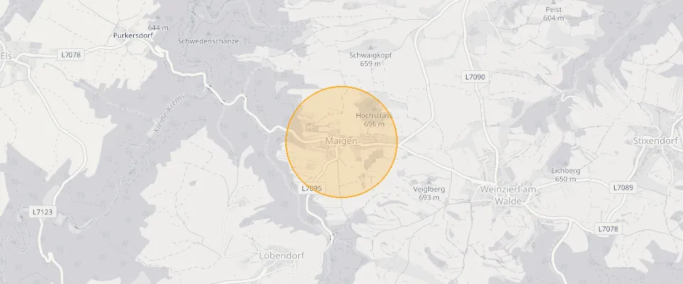 Approximate location of Large building plot 4013m² in 3610 Maigen, your dream home awaits on the map