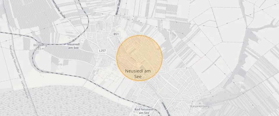 Approximate location of Dream building plot 376m² in Neusiedl am See, realise a home at top price on the map