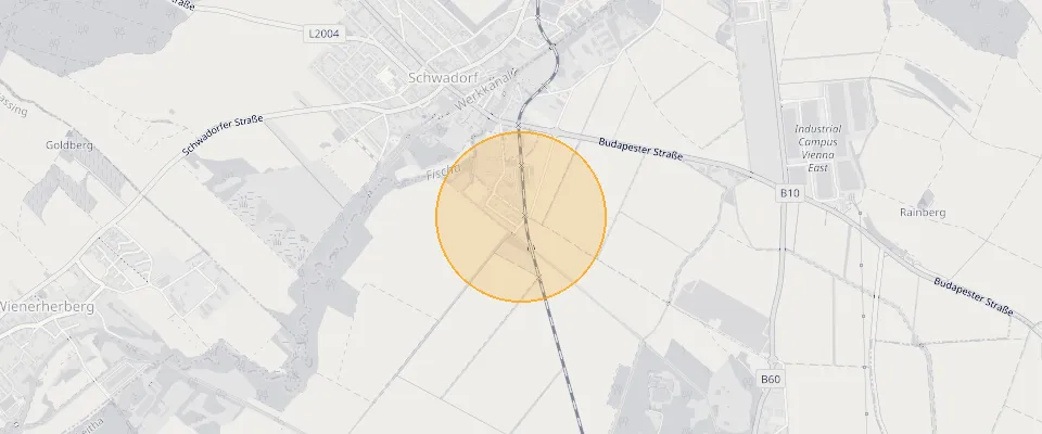 Approximate location of Spacious building plot 756m² in Schwadorf, Lower Austria, your home awaits on the map