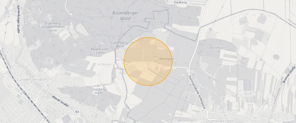 Ungefähre Lage von Große Grünfläche in 1210 Wien, 2809 m² zu €280.900 auf der Karte