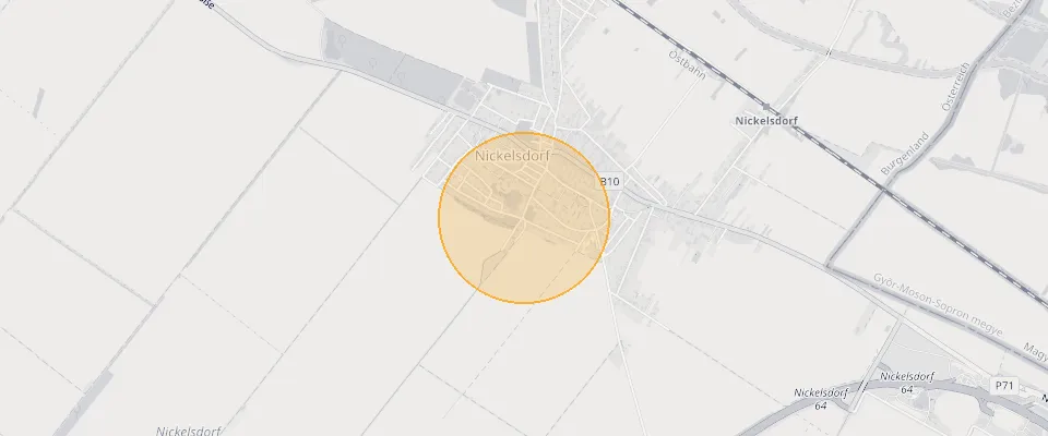 Approximate location of Large building plot 985 m² in Nickelsdorf on the map