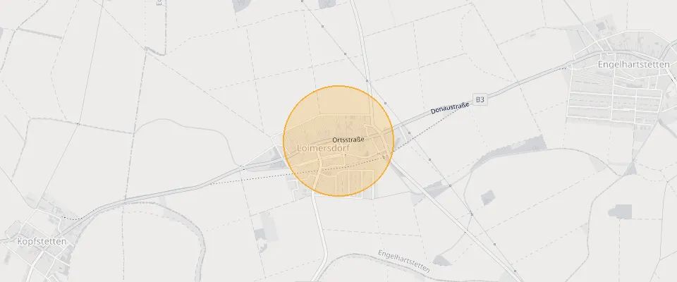 Approximate location of Spacious 1287m² plot in Loimersdorf, Lower Austria, your building land dream on the map