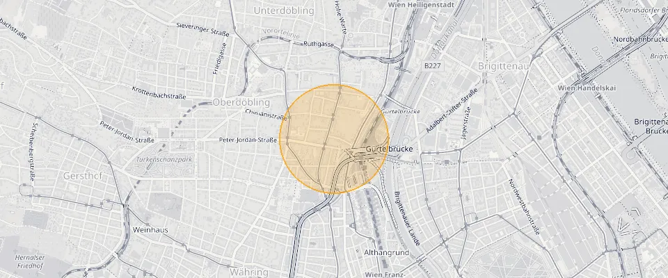 Approximate location of Commission-free underground parking space with direct access in 1190 Vienna on the map