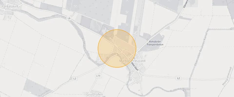 Approximate location of Modern 4-room house with terrace & garden in 2282 Markgrafneusiedl on the map