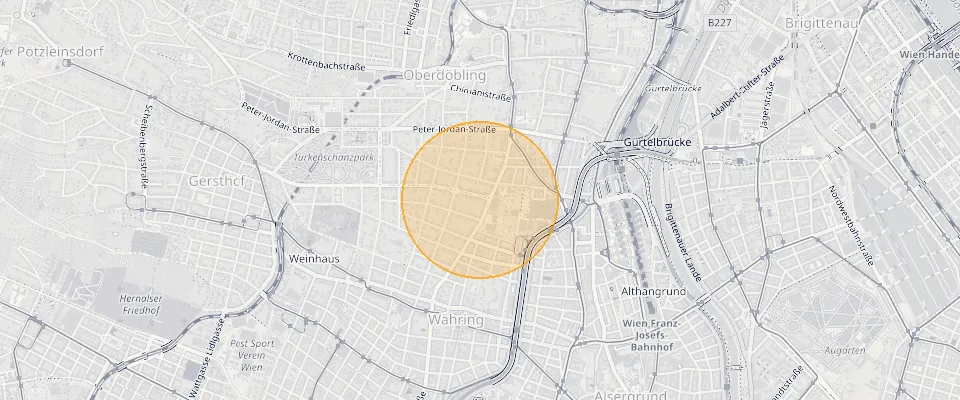 Approximate location of Well-maintained 7.5-room maisonette with terrace and balcony in 1180 Vienna on the map